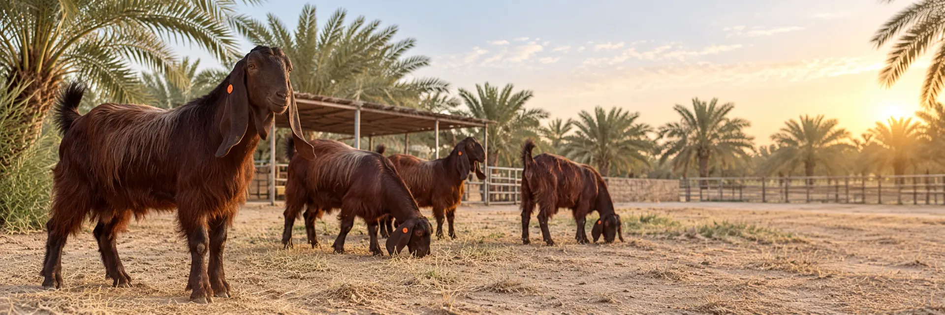 قطيع ماعز KUGoats في المزرعة عند الغروب